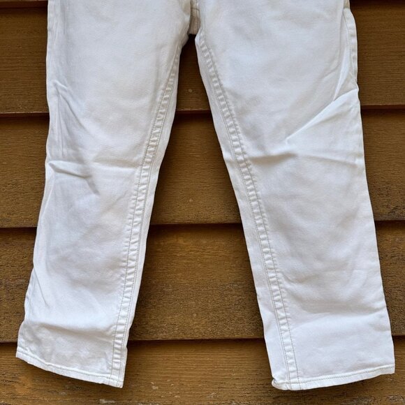 Vintage Jordache White Heavy Stitch Embroidered Y2K Straight Crop Capri Ankle Je - Picture 3 of 12